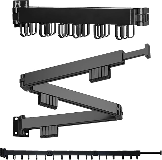 Wall Mounted Clothes Drying Rack - Collapsible, Foldable Space Saving Laundry Hanger - Trifold Expandable, Retractable Heavy Duty Clothing Rack