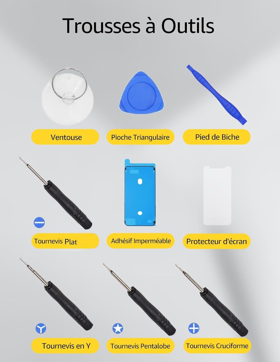 Ecran Remplacement pour iPhone 12 avec Joint d'ecran + Verre Trempe et Outils