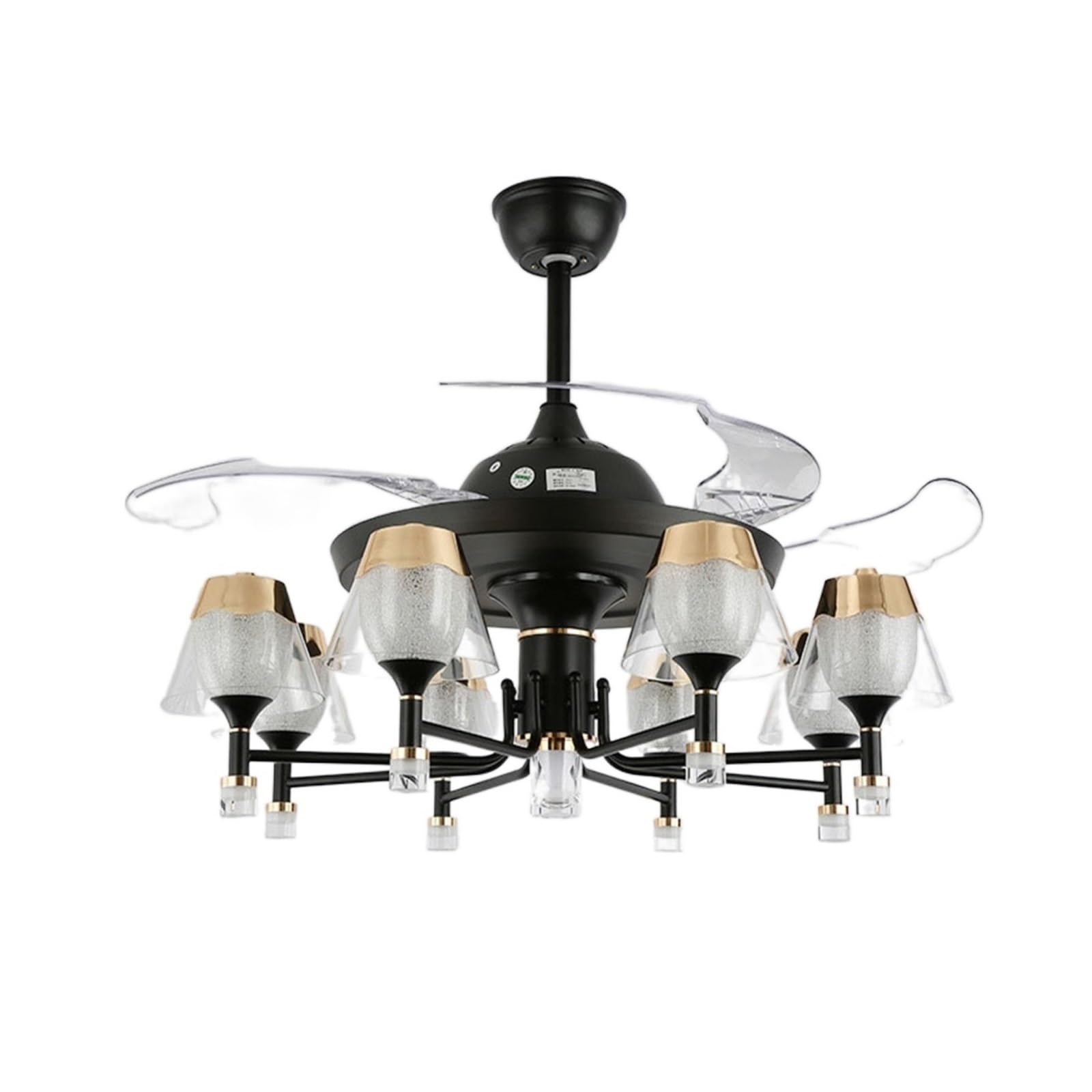 ERETYRET Led Celing Fan Pendant Lamp Light Chandelier Art European Invisible Living Room Nordic Creative Bedroom Dining Retro Quiet Cooling(1,Dual Control,42inch)