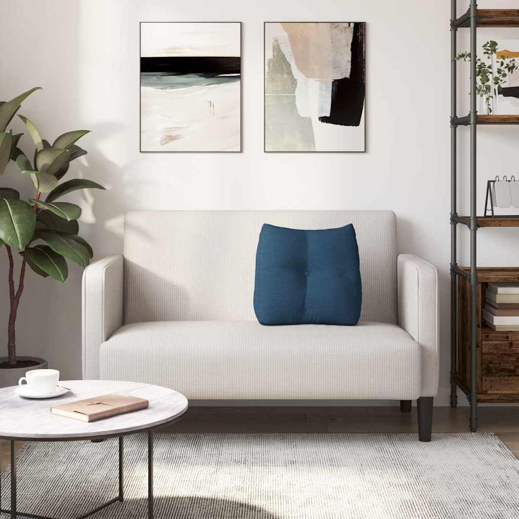 Rücken Kissen Blau 45 x 24 x 50 cm Stoff, ergonomisches Rückenstützkissen mit abnehmbaren Bezügen, für Wohnzimmer, Schlafzimmer, Sofa, Sessel, mit Lordose Unterstützung