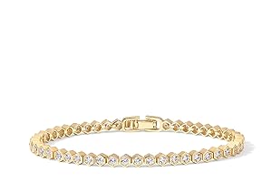 14K Gold Plated Gold Tennis Bracelet For Women-Cubic Zirconia Honeycomb Bracelet