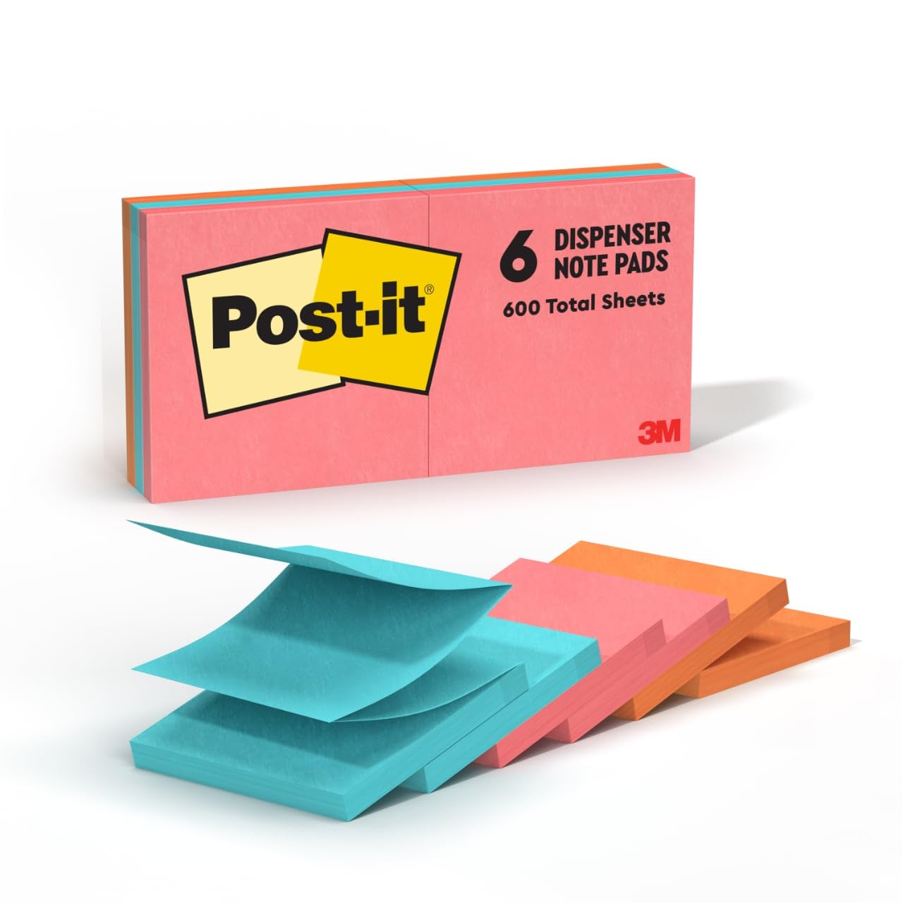 Post-it Pop-up Notes 3x3 in 6 Pads America's #1 Favorite Sticky Notes Poptimistic Collection Bright Colors (Magenta Pink Blue Green) Clean Removal Recyclable