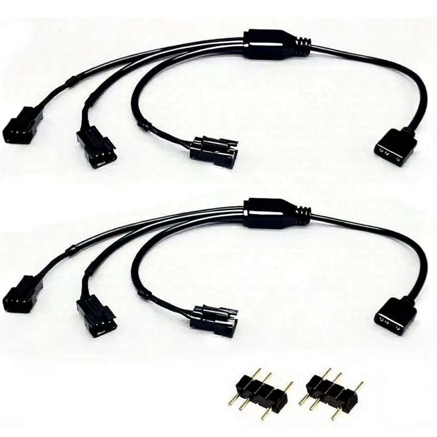 RUNCCI-YUN 2 Pièces 1 à 3 Câble répartiteur ARGB câbles d'extension 5V 3 broches femelle vers SM 3 broches mâle,Répartiteur de Ventilateur ARGB,pour ventilateurs RGB et bandes LED(noir)