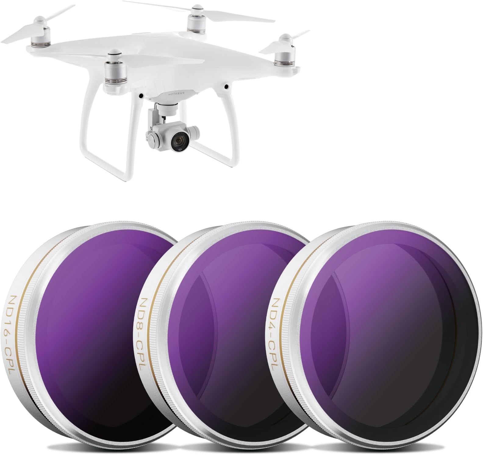 3 Pack MRC ND4/CPL, ND8/CPL, ND16/CPL Filter for DJI Phantom 4 Pro/Advanced, AGC Optics, Weather-Sealed, Ultra Slim, Multi-Resistant Coated Filter with Lens Cloth