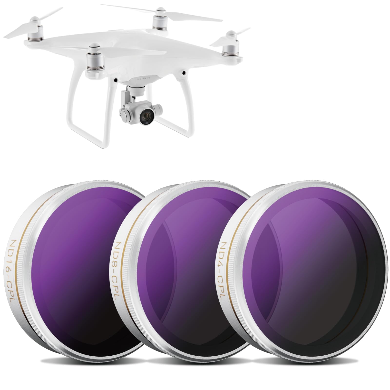 3 Pack MRC ND4/CPL, ND8/CPL, ND16/CPL Filter for DJI Phantom 4 Pro/Advanced, AGC Optics, Weather-Sealed, Ultra Slim, Multi-Resistant Coated Filter with Lens Cloth
