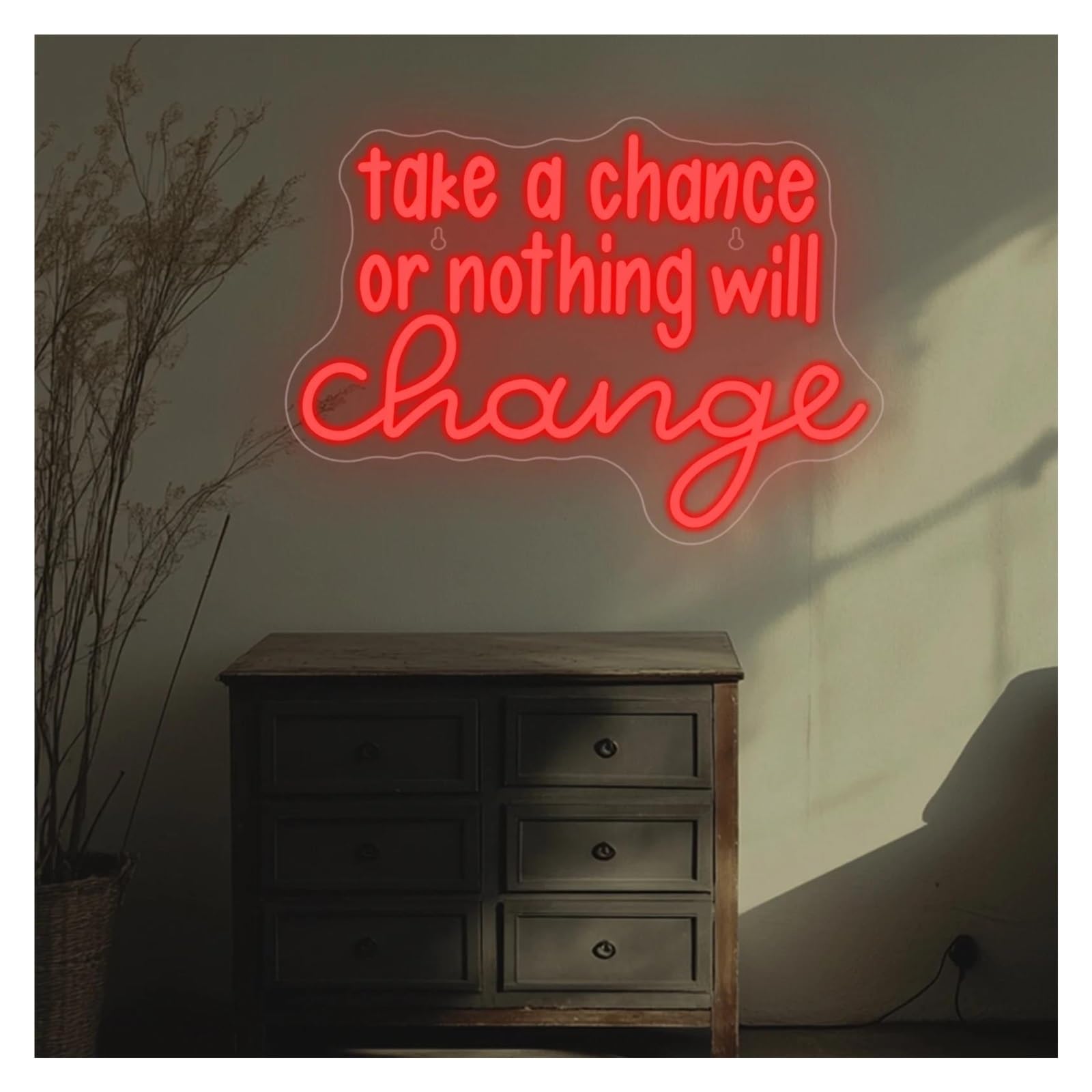 Luz de Diseño de Digital Take A Chance Or Nothing Will Change Letrero De Neón Decoración De Pared Letra Luz Regulable Para Gimnasio En Casa Sala 42cm×30cm