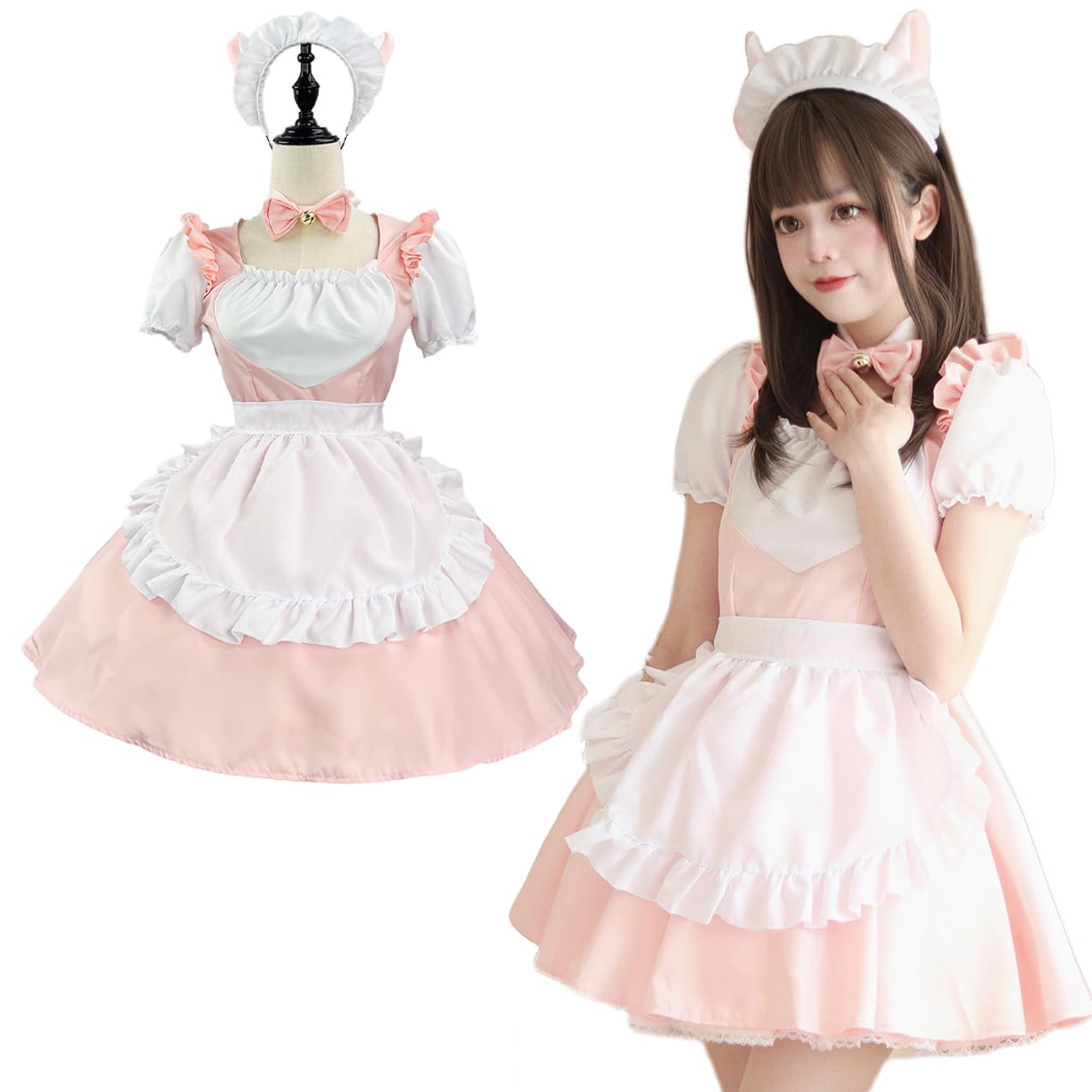 猫耳付きピンクレースコスプレ衣装 stars-y_s-cs-6f536