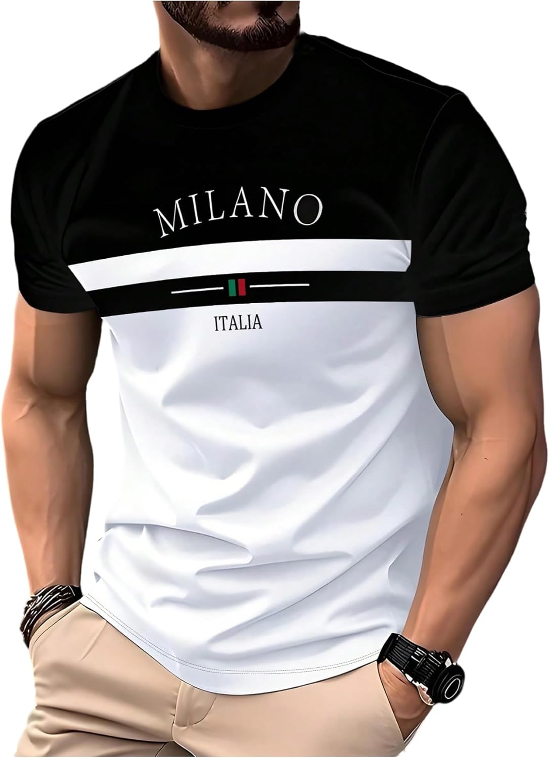 SOLY HUX Men's Color Block Letter Graphic Tees Short Sleeve Crew Neck T Shirt Casual Summer Tops