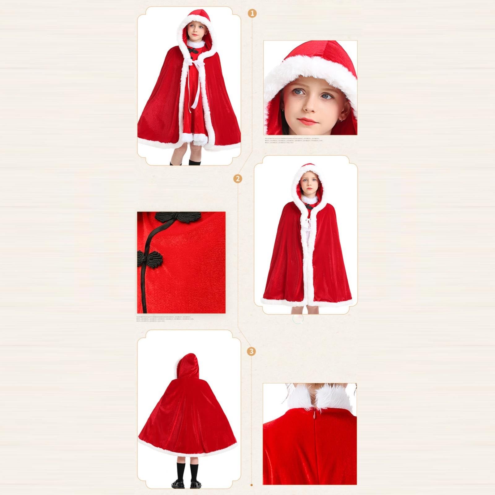 OBiQuzz Bambini Ragazze Di Natale Rosso Festivo Vestito Da Principessa Vestito Con Cappuccio Sciarpa Da Festa Di Nozze Vestiti Per Bambini Set Vestiti Ragazze