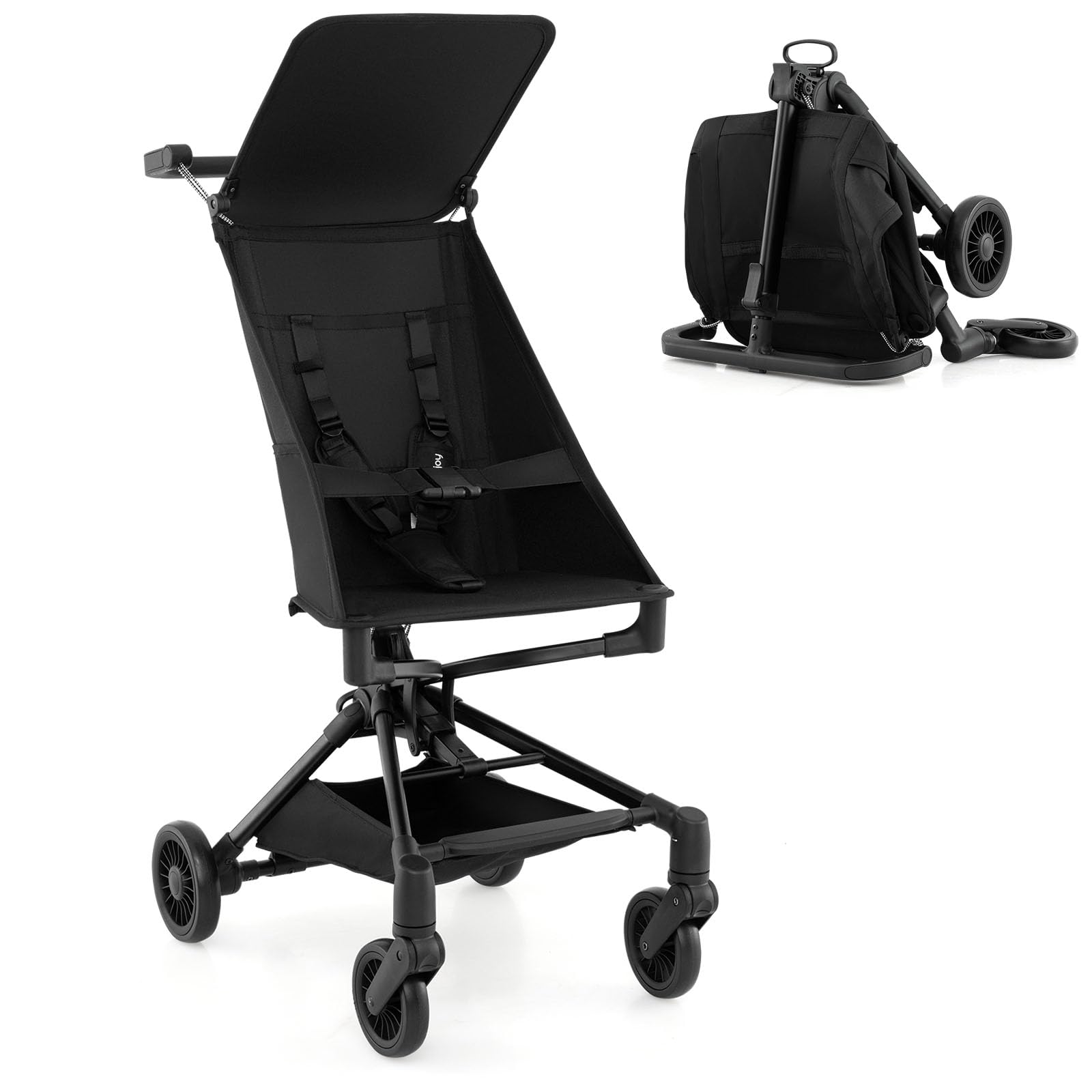 LIFEZEAL Silla de Paseo Ligera, Silla de Paseo para Bebé a Partir de 6 Meses, Cochecito de Viaje Plegable con Cesta Portaobjetos, Capota Extraíble y Ajustable, Hasta 15 KG