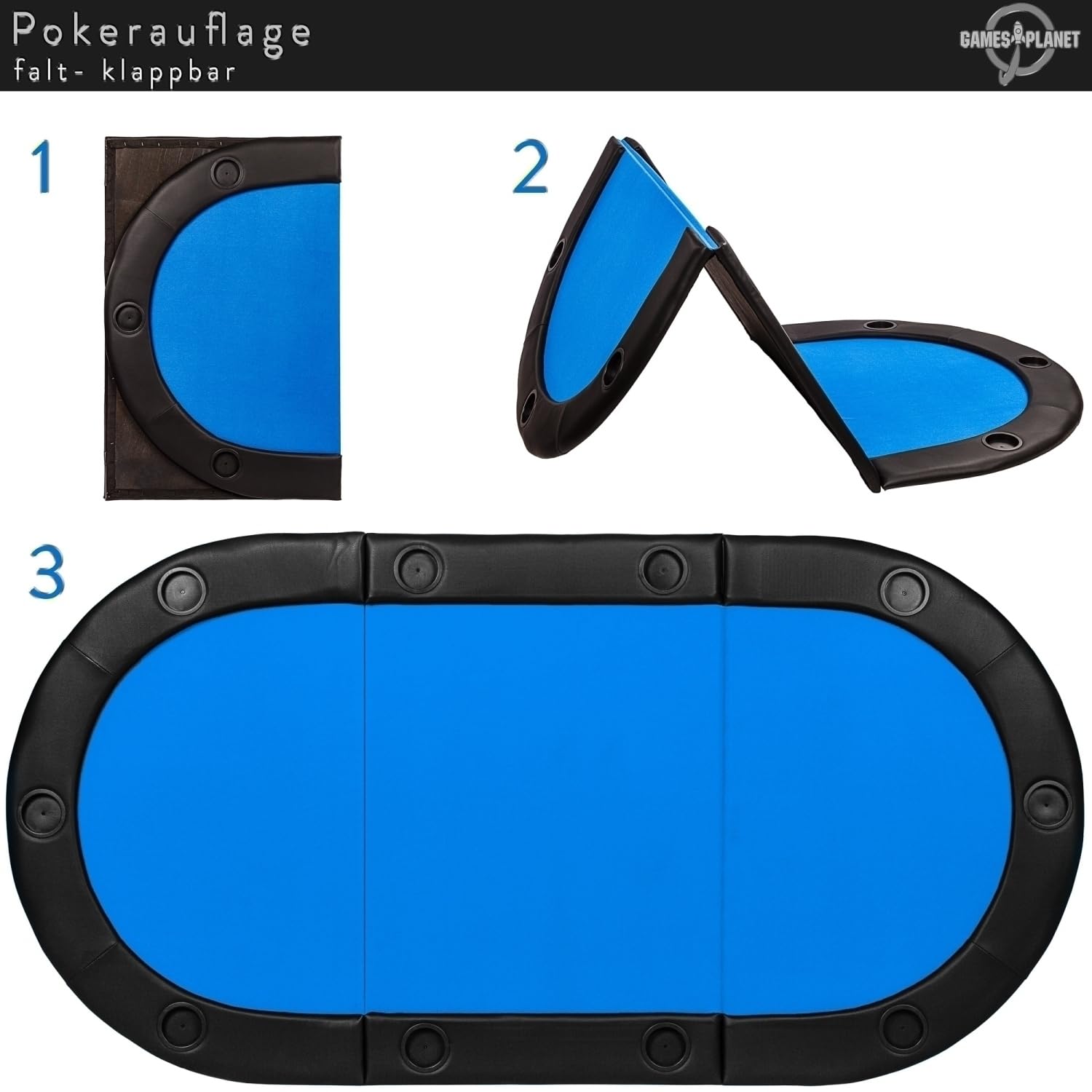 GAMES PLANET Faltbare Pokerauflage Straight Flush 208x106x3 cm MDF Grün
