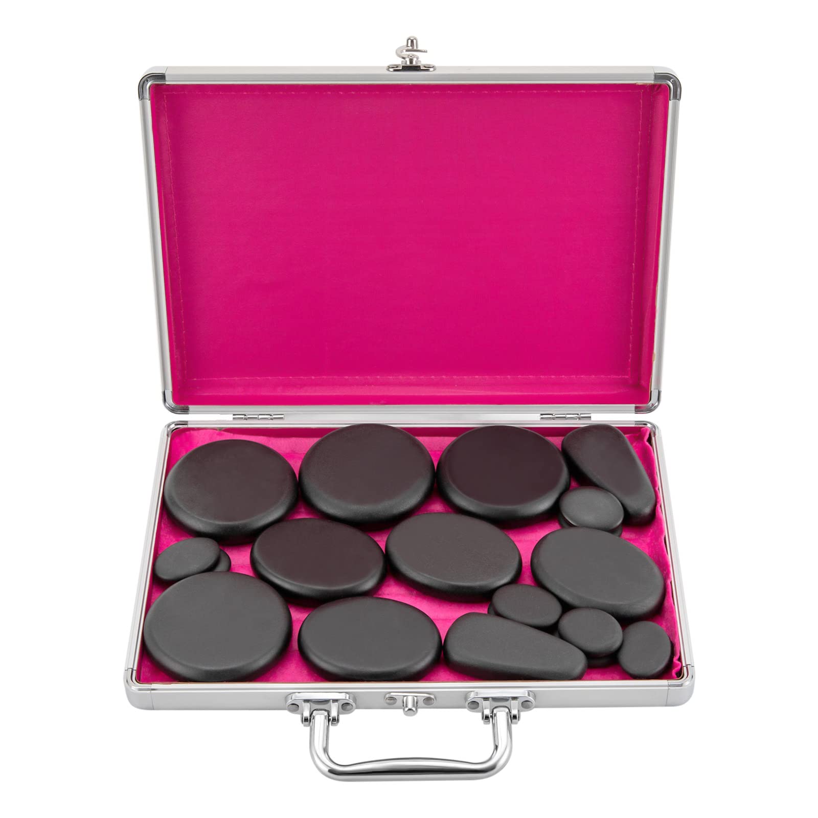 Set de masaje de piedra caliente (18 unidades, portátil, con caja de calefacción)