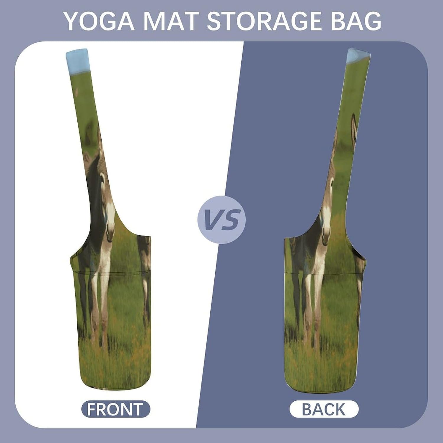 Donkey on Green Meadow Canvas Yoga Mat Bag Yoga Mat Carrier image 3