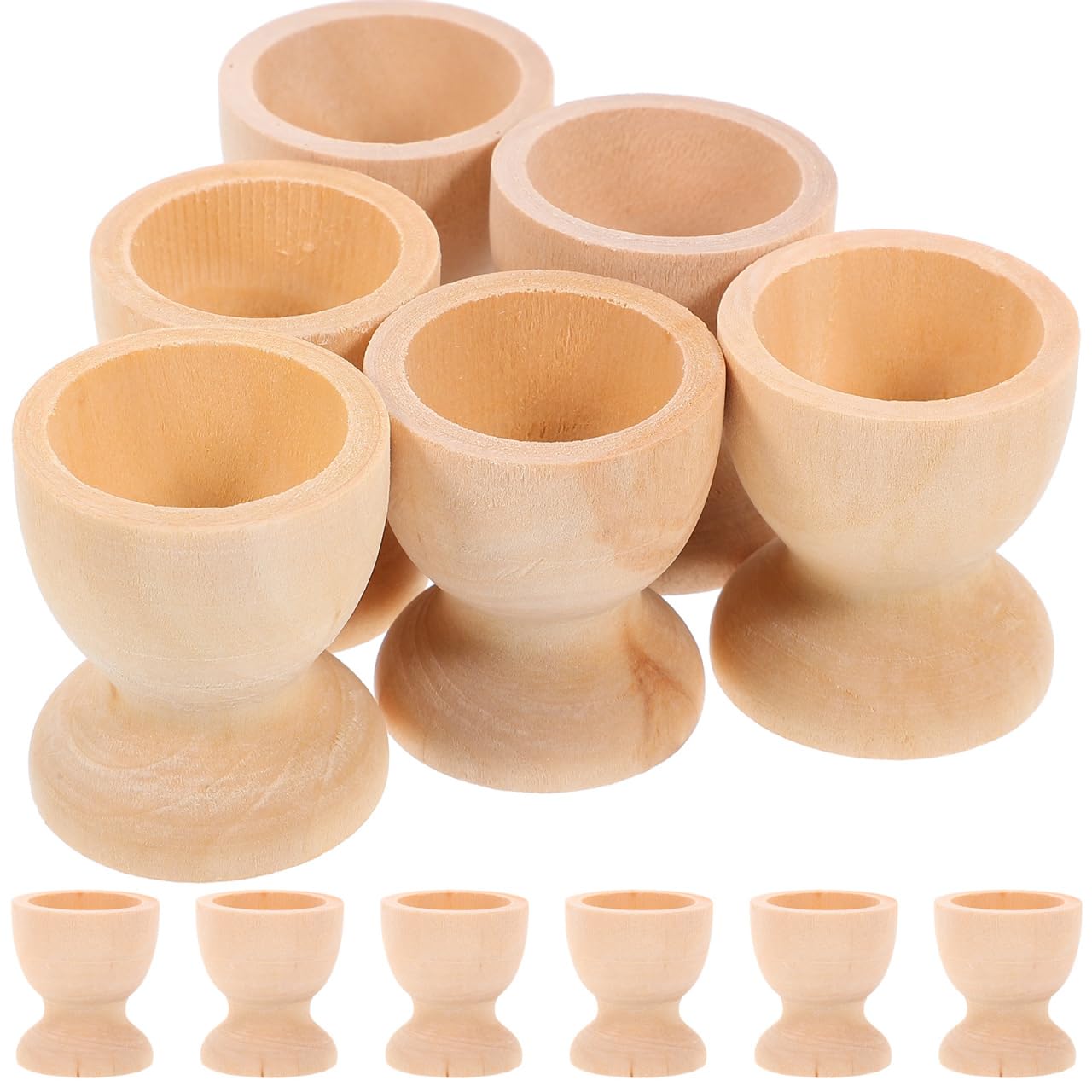 HOODANCOS 16pcs Easter Wooden Egg Cup Unfinished Egg Stand DIY Painting Egg Holder Natural Boiled Eggs Cups Easter Egg Display Stand for DIY Crafts Easter Party Supplies