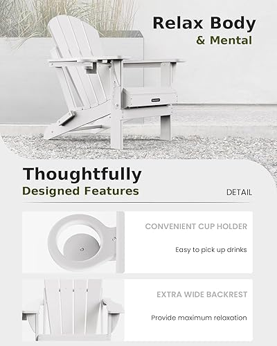 Miniatura 7 de MUCHENGHY Sillas plegables Adirondack, sillas para patio, sillas de césped, sillas de exterior, silla Adirondack de plástico, sillas para hoguera,
