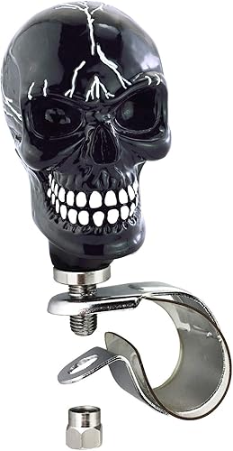 Arenbel Refuerzo de dirección Suicide Brody Pomo en forma de calavera para volante de automóvil, mango de agarre giratorio para la mayoría de