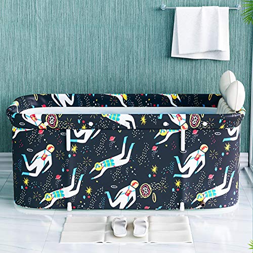 whiteswan Bañera Plegable para Adultos, Bañera Portátil No Inflable De 120 Cm, Bañera Plegable De PVC/SPA, Bañera Plegable De Plástico Grueso Independiente para El Hogar para Adultos