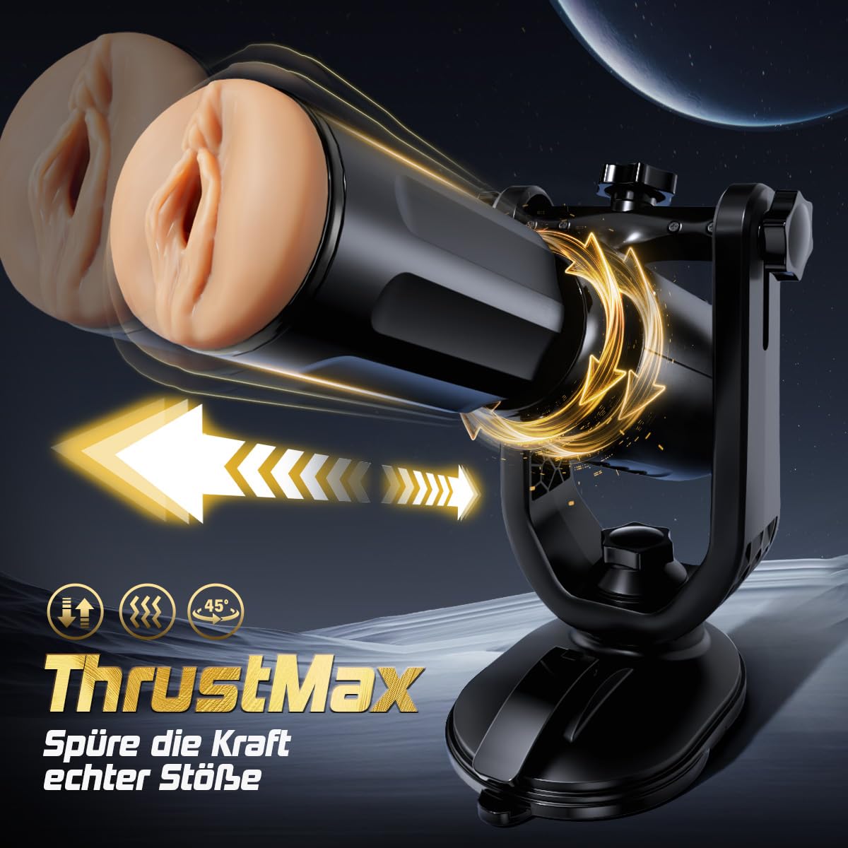 Elektrischer Masturbator Sexmaschine für Männer mit Saugnapf Freihand 360° Verstellbar, 3 Stoßmodi, Rotation & 7 Vibrationsstufen, Austauschbarer Pocket Pussy & Dildo Aufsatz für Männer Frauen & Paare