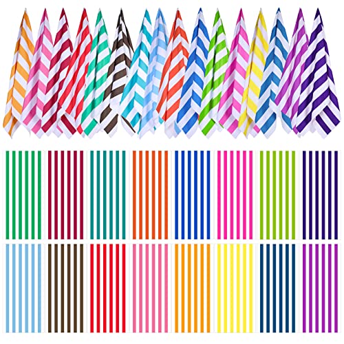 Redbaker 16 Packs 72 x 36 Inches Oversized Beach Towel Bulk Extra Large Pool Towels Set Microfiber Quick Dry Swim Towel Blanket for Women Men Adult Bath Travel (Bright Color,Stripes)