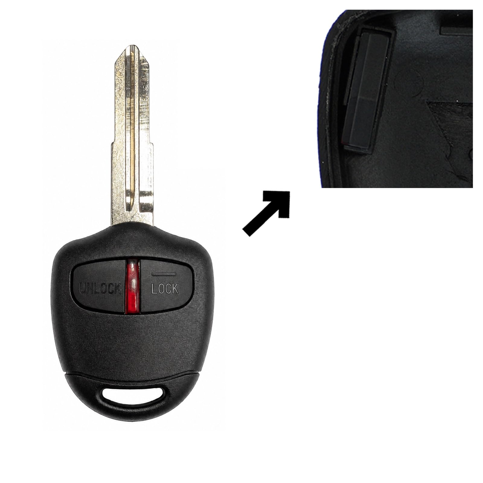 Clé d'allumage sans fil 434 MHz ID46 PCF7936 MIT11R 2 boutons compatible avec Mitsubishi L200 IV ASX i-MiEV Grandis Space Star Outlander II Challenger PB Lancer VIII CY Pajero IV