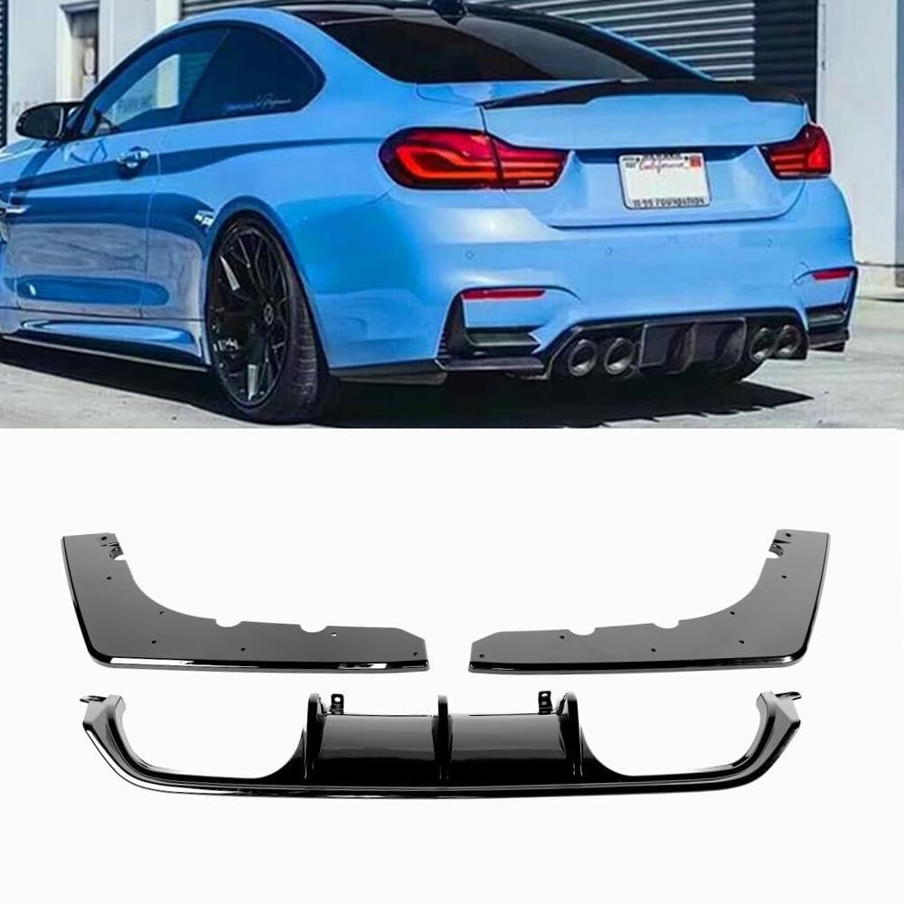 Rear Bumper Diffuser For BMW F80 M3 F82/F83 M4 With M Sport 2015-2020 ABS Gloss Black Rear Bumper Lip Spoiler Body Kit