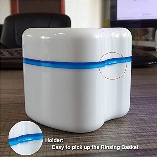 Miniatura 7 de Taza de dentadura, caja de baño para dentadura postiza, caja de baño para limpieza, almacenamiento y recuperación, color aleatorio, 1 pieza