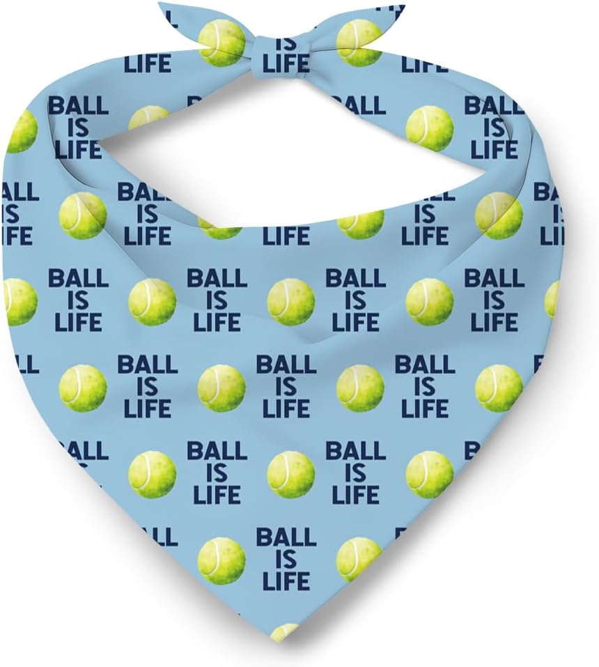 Tennis Dog Bandana Sports Ball Pattern Pet Triangle Scarf for Small Medium Dogs, Athletic Style Puppy Neckerchief Cute Active Outfit Accessories for Pet Lovers Outdoor Play