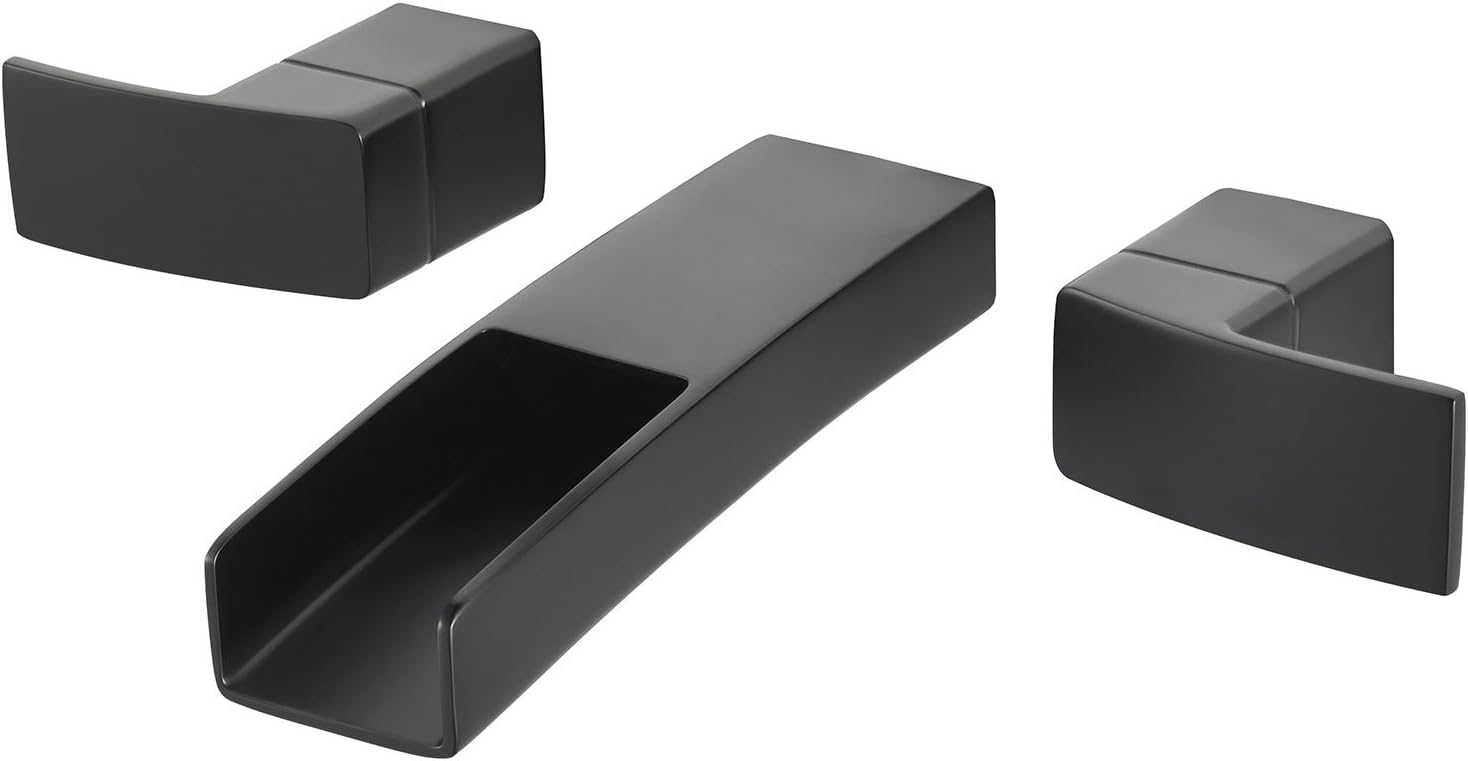LG49-DF1B Kenzo 2-Handle Waterfall Wall Mount Bathroom Faucet Matte Black