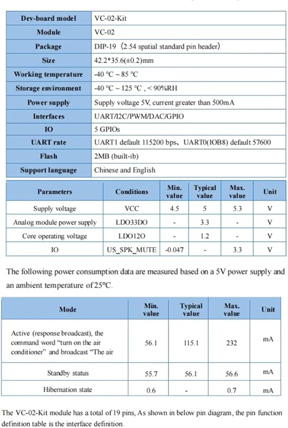 2Pcs -02-Kit AI Intelligent Pure Offline Voice Development Board VC02 Offline Recognition Speech Control Module