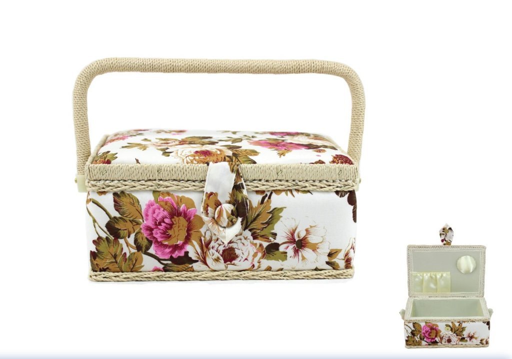 Lesser & Pavey Rose Leonardo Tapestry Small Sewing Basket With Carry Handle