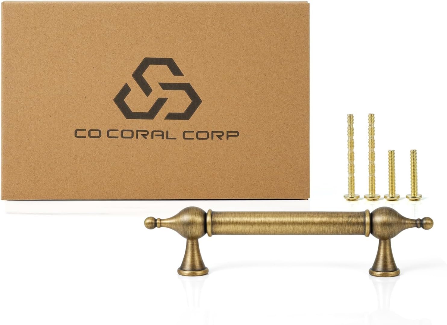 10 Pack Solid Brass Cabinet Pulls 3.78" (96mm) Hole Center Brass Drawer Pull Antique Brass Hardware Handles for Dresser Cupboard Wardrobe and Bathroom Fixture