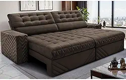 Sofá Retrátil e Reclinável 2,50m Molas Ensacadas Max Spring Velusoft Café Cama Inbox