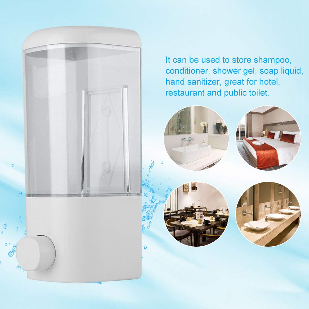 500ml, Plastic Lotion Dispenser, Sturdy, Press Dispenser, Easy Refill, Clear View, Wall Mounted Dispenser for Hotel, Restaurant, Public Toilet, Home Bathroom