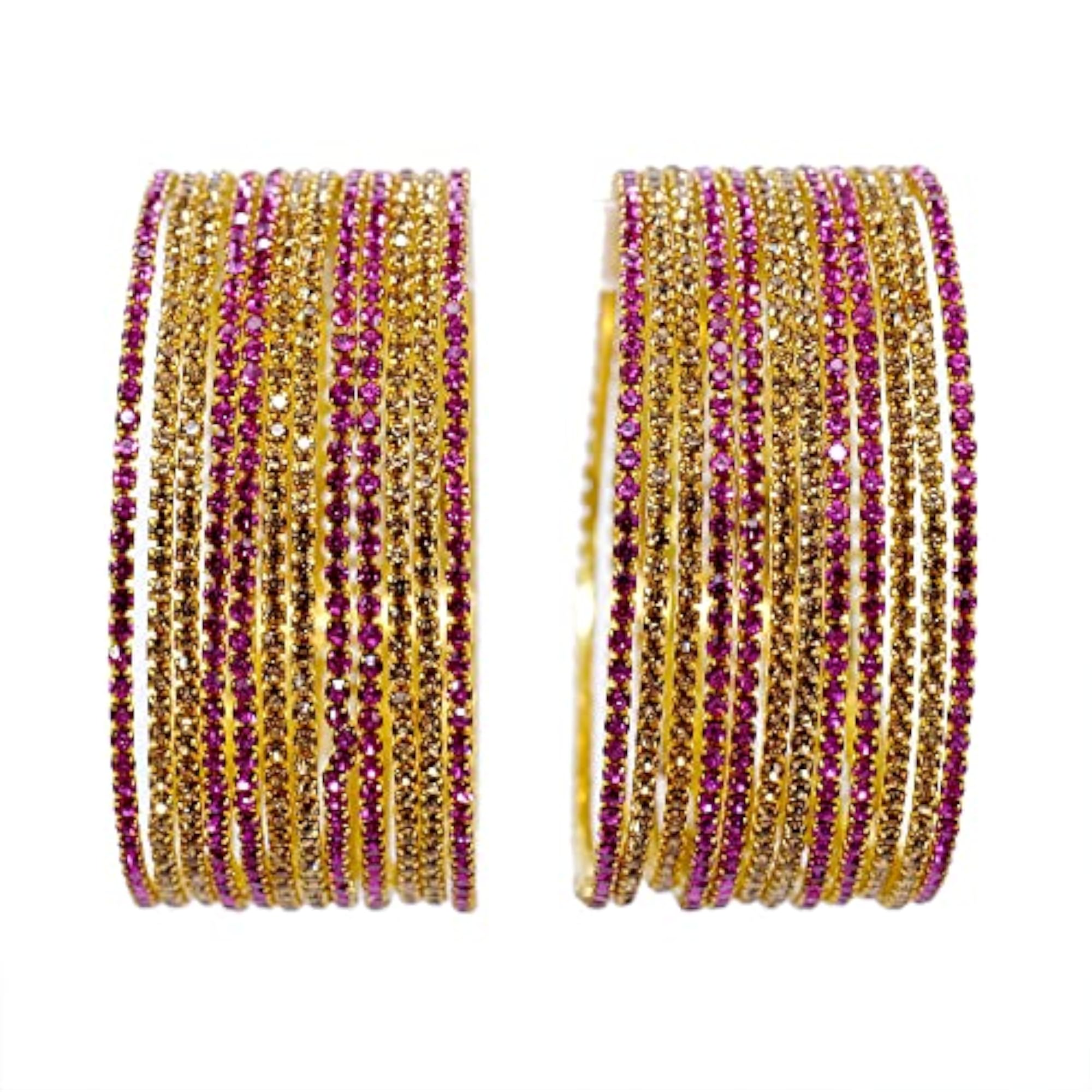 Zircon Gemstone Studded Glossy Finished Bangle Set (Pack of 24)