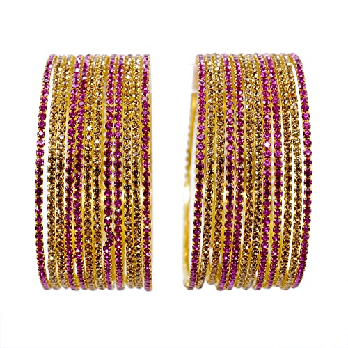 Zircon Gemstone Studded Glossy Finished Bangle Set (Pack of 24)