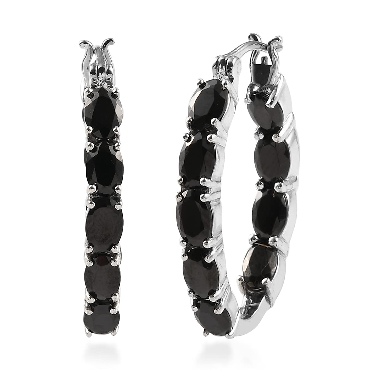 Shop LC Delivering JoyBlack Shungite 925 Sterling Silver Platinum Plated Ct 3.9 Hoop Earrings Jewellery for Women Birthday Gifts for Women