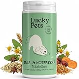 Lucky Pets Gras- & Kotfresser Tabletten Hund – 100 % pflanzlich und magenschonend – Mit Ulmenrinde und Heilerde – Gras und Kotfresser Drops Hund gegen Fressverhalten bei Nährstoffmangel