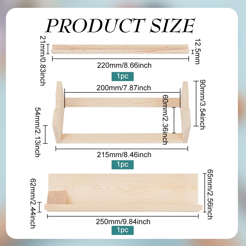 BENECREAT Ensemble de 3 Support de Poinçonnage en Bois avec Guide de Perçage, Outil de Reliure de Livres pour les Amateurs de Livres, Poinçonnage, Papayawhip, 6.5x25x6.2 cm