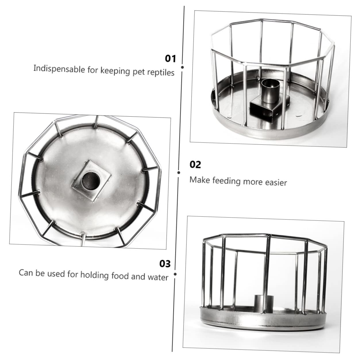 DOITOOL Ciotola Terrario Automatica in Acciaio Inox per Tartarughe e Rettili, Superficie Liscia, Sicura per Cibo e Acqua