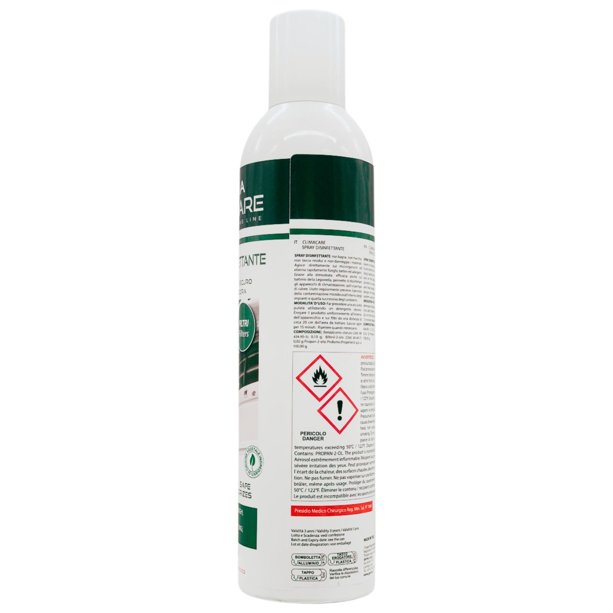 Spray Igienizzante Per Climatizzatori, Adatto Anche per Sistemi di Condizionamento Dell'Aria, con Azione Deodorante, Formato da 400ml + 100pz Guanti HDPE Monouso (2 Spray + Guanti Monouso)
