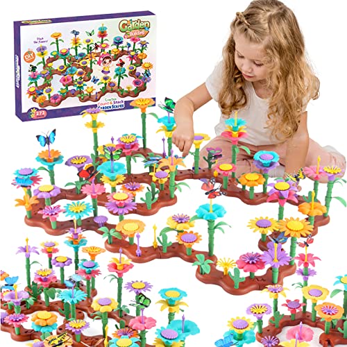Juguetes Construcción, TIME4BUY Regalos Juguetes para Niñas - Juguetes de Construcción de Jardín,Juego de 272 Piezas de Juguetes Educativos, Juegos de Aprendizaje Apilables de...