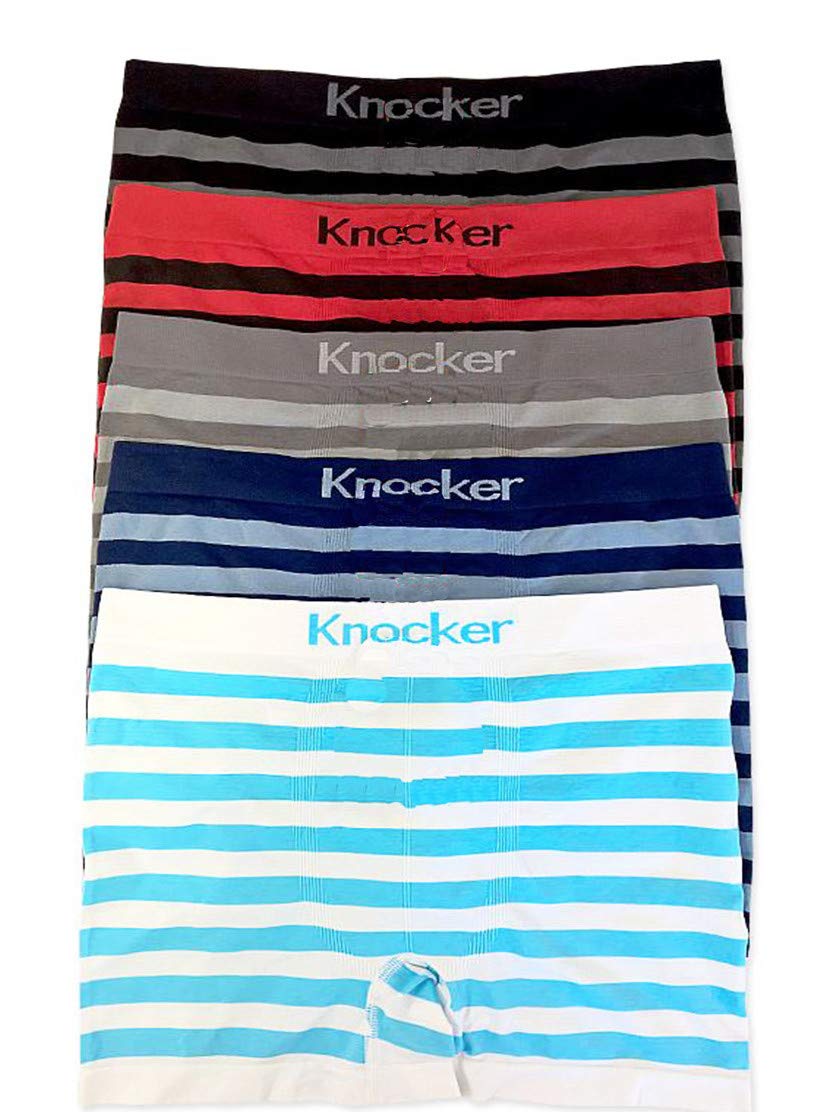 6 Men's Seamless Boxer Briefs Underwear-Full Stripes