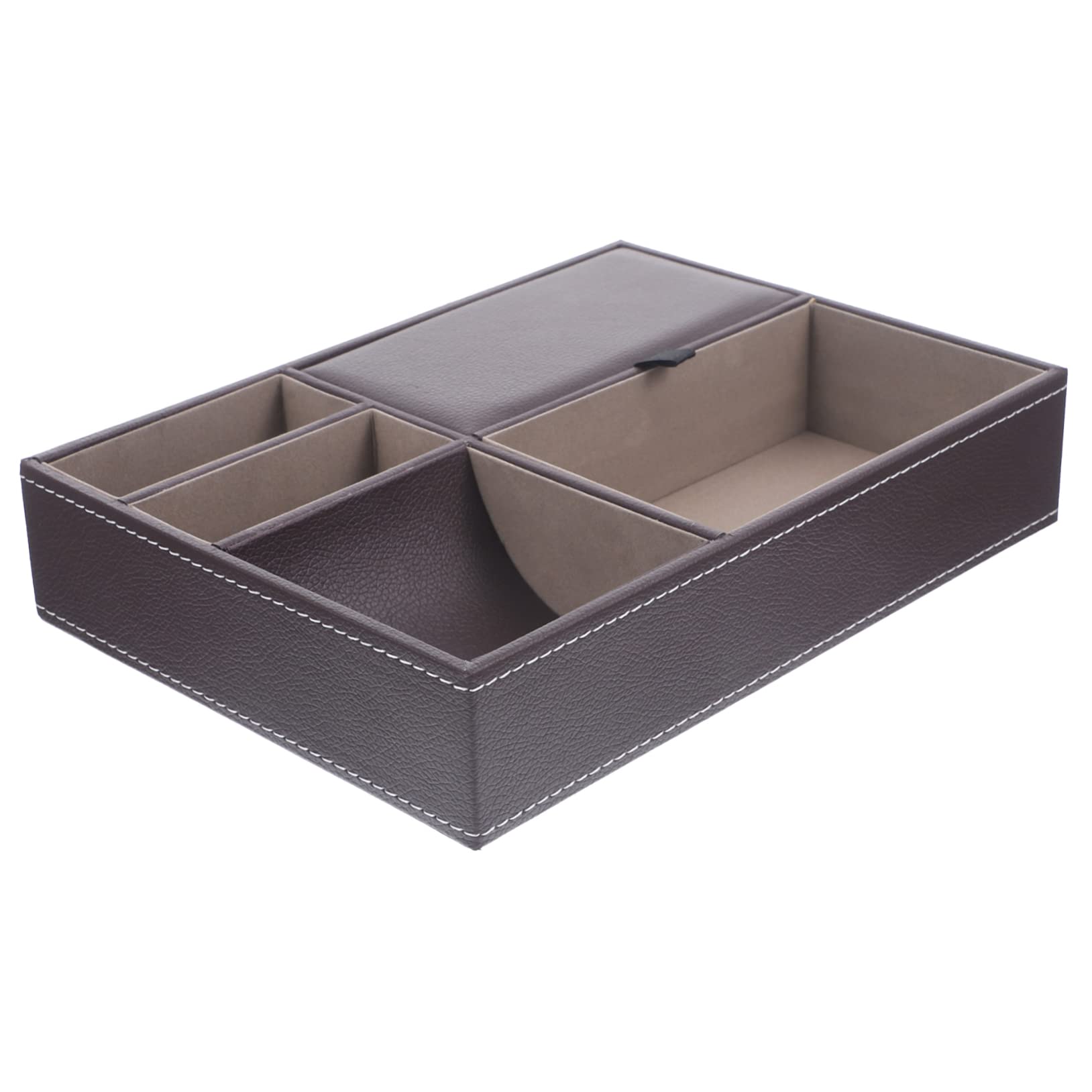 Boîte à bijoux en cuir marron vintage élégante et durable pour commode