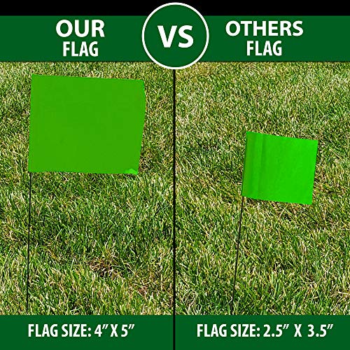 Green Marking Flags 100 Pack ACE Supply 4x5Inch Green Flag on 15