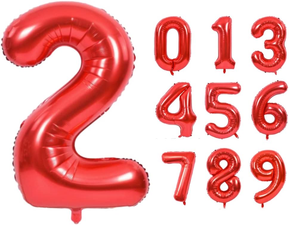 40 Inch Red Large Number Balloon Foil Helium Easy Inflate