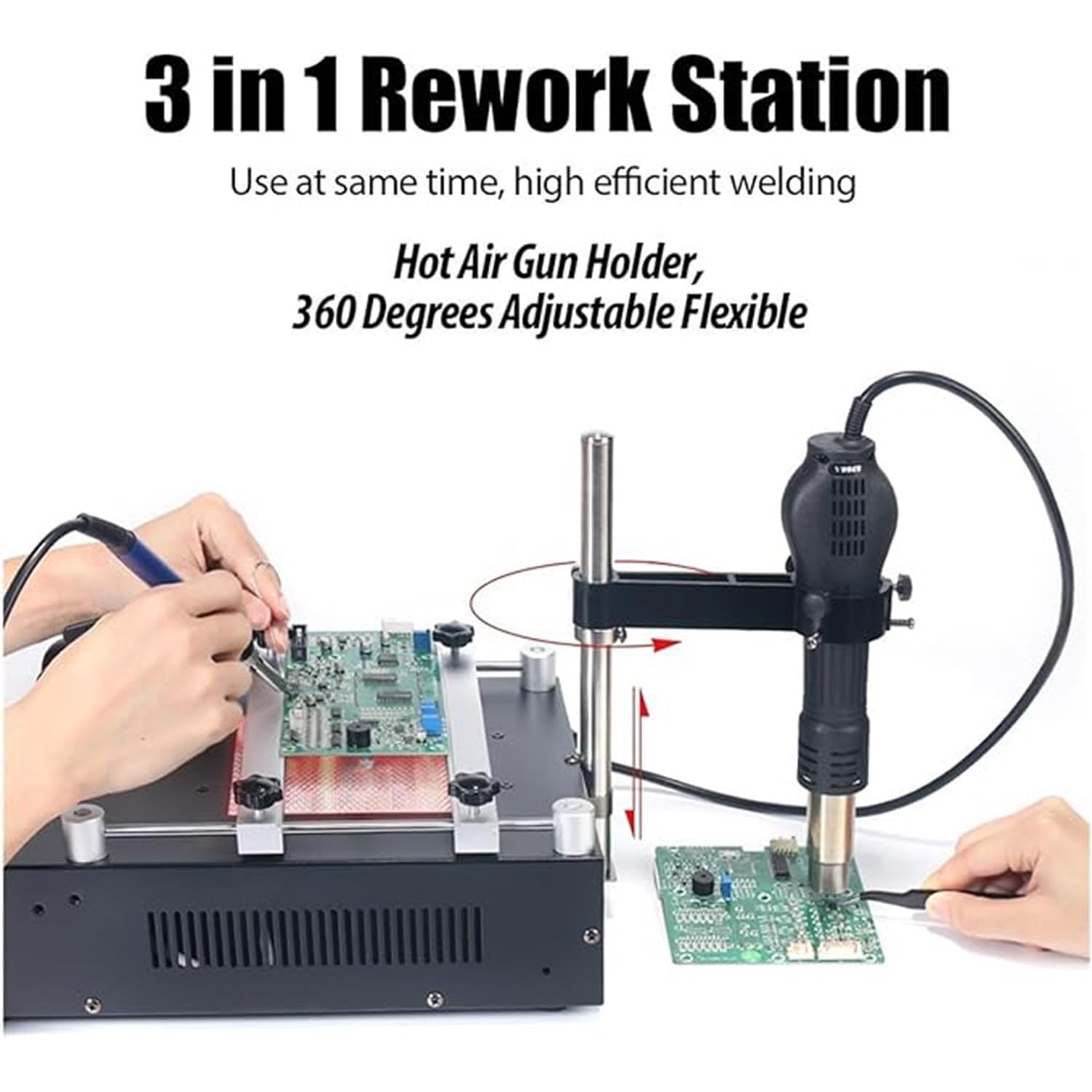 Kit di saldatura del ferro, Kit di saldatura digitale della stazione di saldatura, Stazione di rifunzione portatile, per elettronica e fai da te