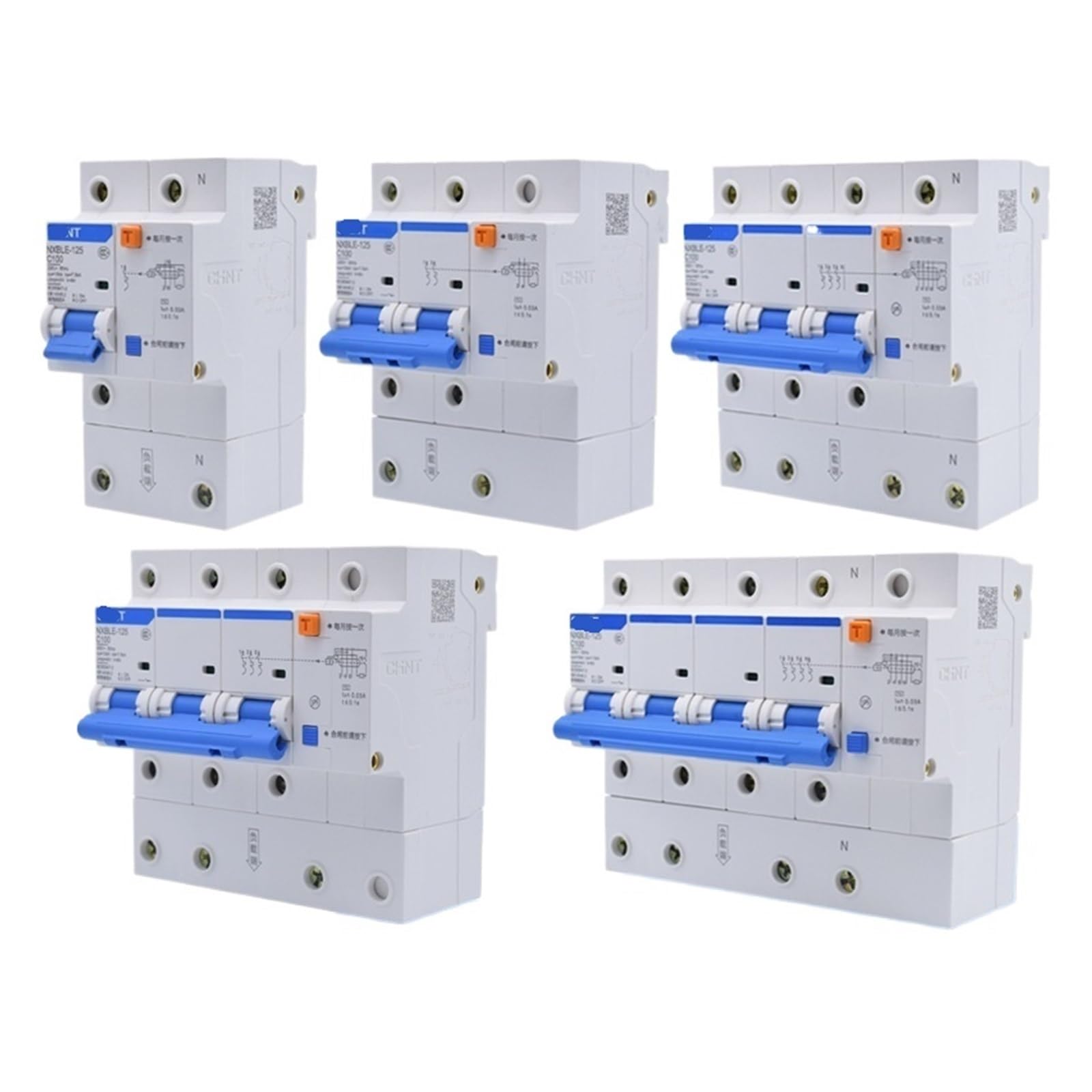 Chint Leakage Switch NXBLE-125 2P 3P+N 4P high Power Circuit Breaker Three Wire Four Phase 100A 80A (Color : 3P-31, Size : 100A)