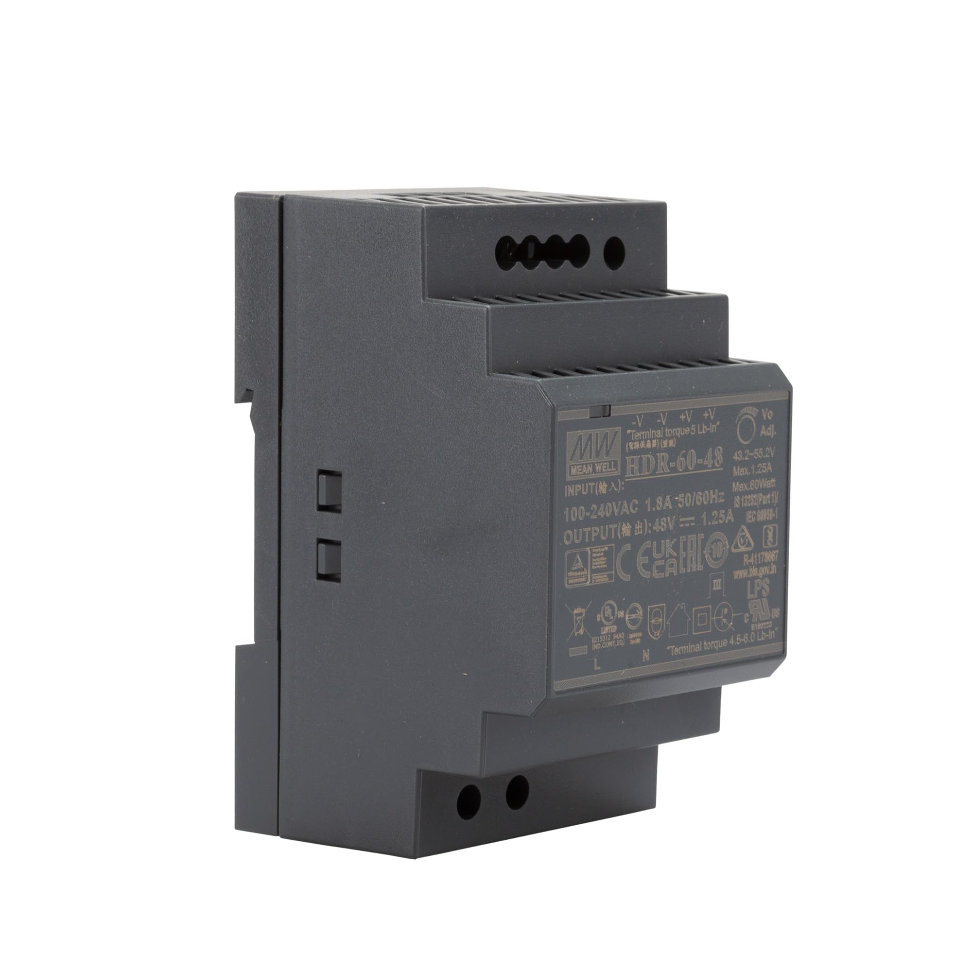 Mean Well HDR-​60-​48 Hutschienen-​Fuente de alimentación (DIN-​Rail) 48 V/​DC 1.25A 60W Anzahl Ausgänge:​1 x Inhalt 1S