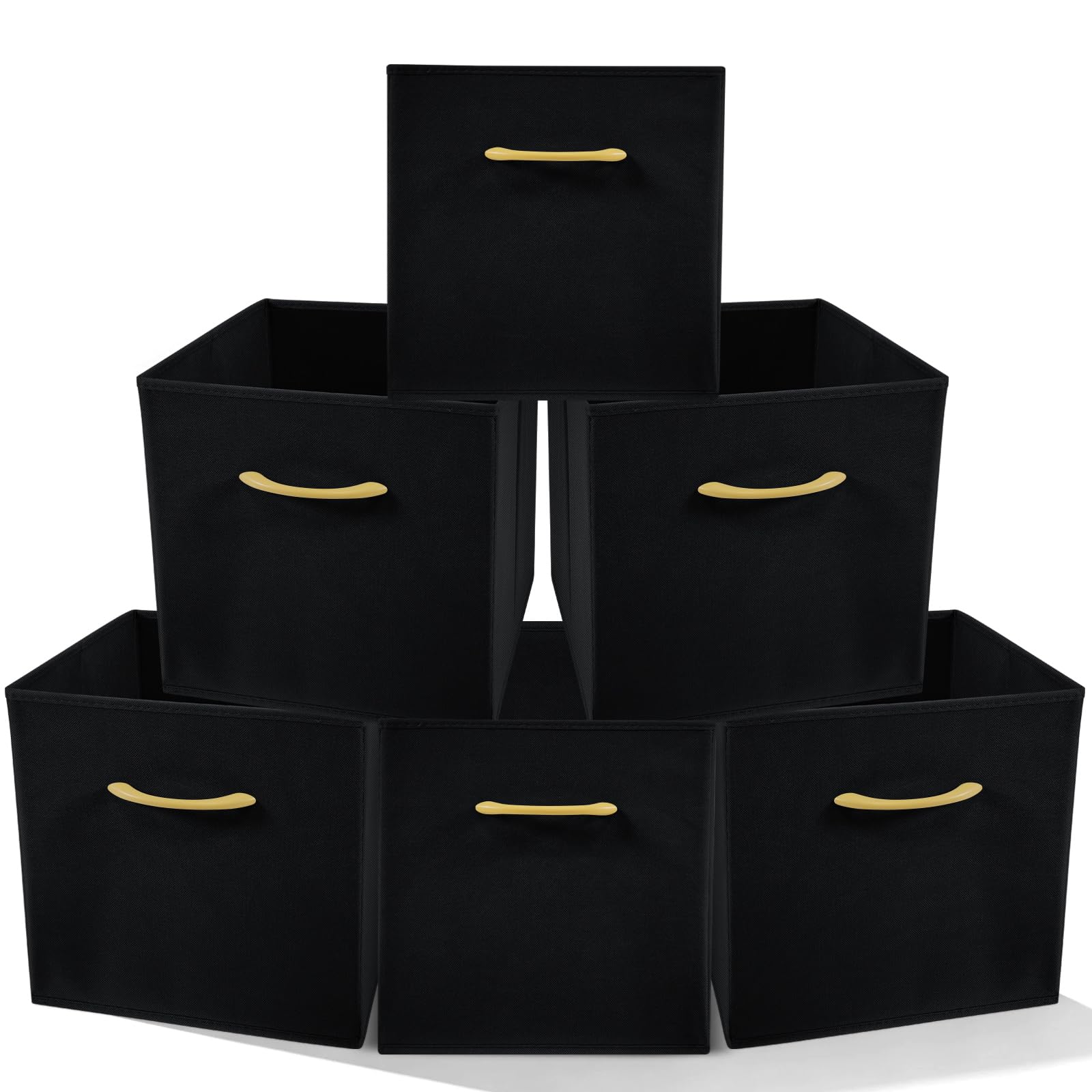 Amazing Tour 6 PCS Cube Storage Boxes 30x30x30 Black,Foldable Fabric with Handles Collapsible for Home Office Nursery Organiser - Clothes Basket Containers — image 1