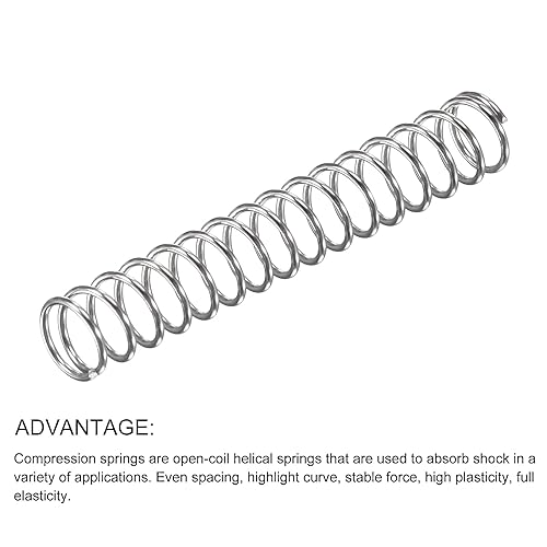 Miniatura 75 de METALLIXITY Resortes de compresión (0.031 x 0.315 in de diámetro exterior, 1.969 in de longitud libre) 20 unidades, resorte de extensión de acero